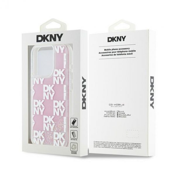 DKNY DKHCP15LLCPEPP iPhone 15 Pro 6.1" husă rigidă rozowy/roz Liquid Glitter Multilogo