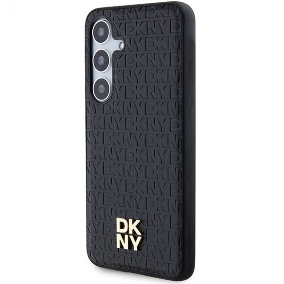 DKNY DKHMS24SPSHRPSK S24 S921 husă rigidă czarny/negru Motiv din piele Logo metalic MagSafe