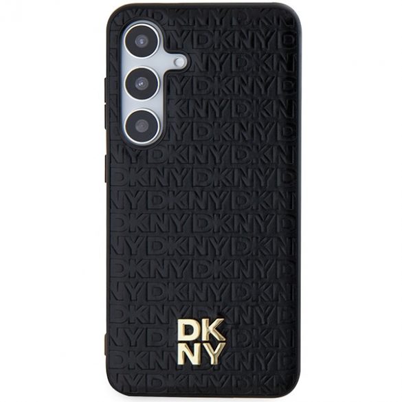 DKNY DKHMS24SPSHRPSK S24 S921 husă rigidă czarny/negru Motiv din piele Logo metalic MagSafe