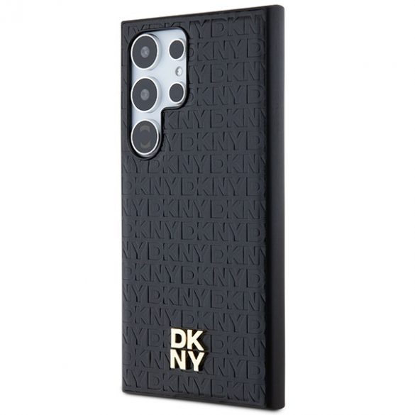 DKNY DKHMS24LPSHRPSK S24 Ultra S928 husă rigidă czarny/negru Motiv din piele Logo metalic MagSafe