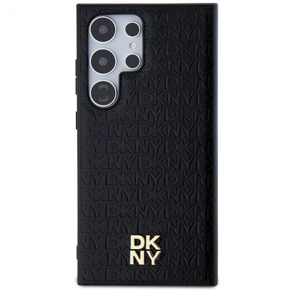 DKNY DKHMS24LPSHRPSK S24 Ultra S928 husă rigidă czarny/negru Motiv din piele Logo metalic MagSafe