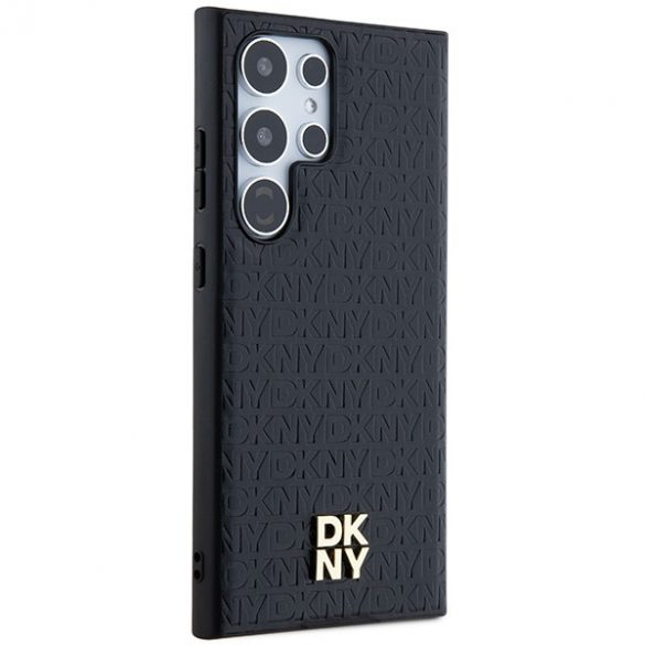 DKNY DKHMS24LPSHRPSK S24 Ultra S928 husă rigidă czarny/negru Motiv din piele Logo metalic MagSafe