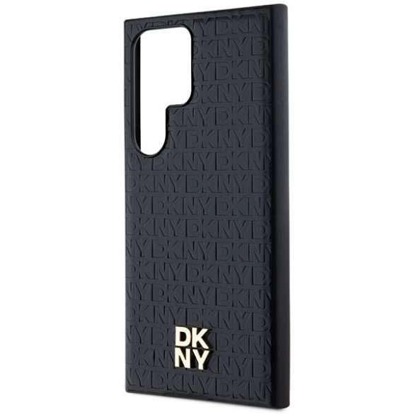 DKNY DKHMS24LPSHRPSK S24 Ultra S928 husă rigidă czarny/negru Motiv din piele Logo metalic MagSafe