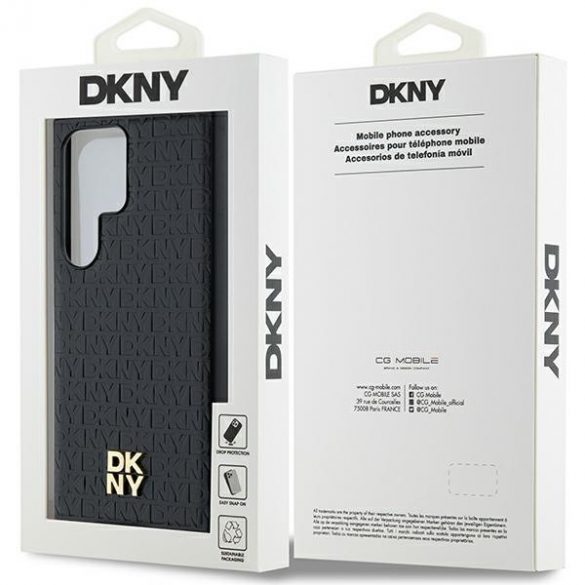 DKNY DKHMS24LPSHRPSK S24 Ultra S928 husă rigidă czarny/negru Motiv din piele Logo metalic MagSafe