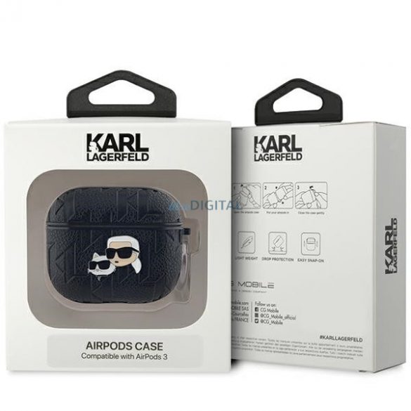 Karl Lagerfeld KLA3PGKCPK Husă pentru AirPods 3 negru/negru Monogram Karl & Choupette Head