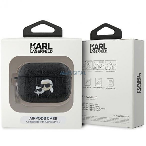 Karl Lagerfeld KLAP2PGKCPK Husă AirPods Pro 2 (2022/2023) negru/negru Monogram Karl & Choupette Head