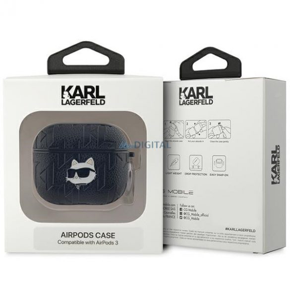 Karl Lagerfeld KLA3PGCHPK Husă AirPods 3 neagră/negru Monogram Choupette Head