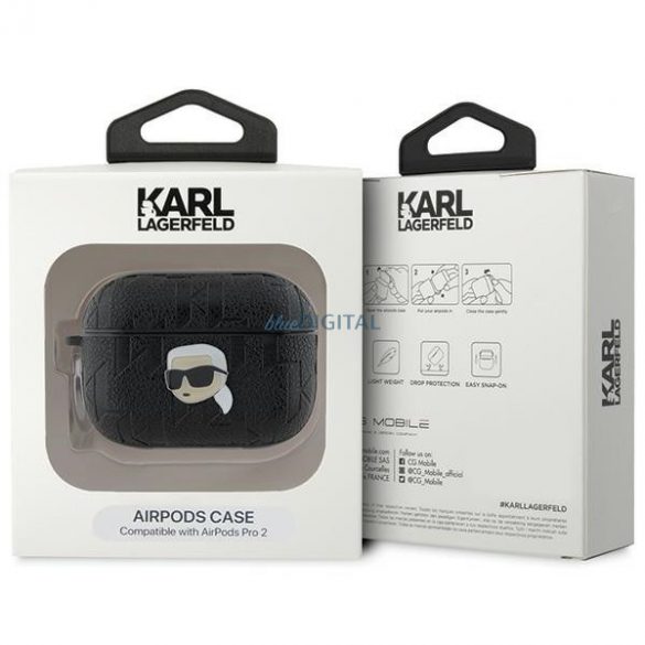 Husa Karl Lagerfeld KLAP2PGKIPK AirPods Pro 2 (2022/2023) negru/negru Monogram Karl Head