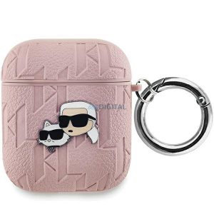 Husa Karl Lagerfeld KLA2PGKCPP AirPods 1/2 rożowy/roz Monogram Karl & Choupette Head