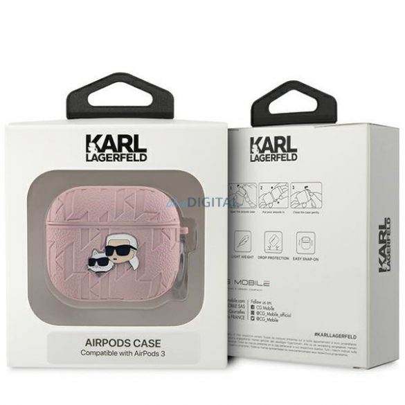 Husa Karl Lagerfeld KLA3PGKCPP AirPods 3 rożowy/roz Monogram Karl & Choupette Head