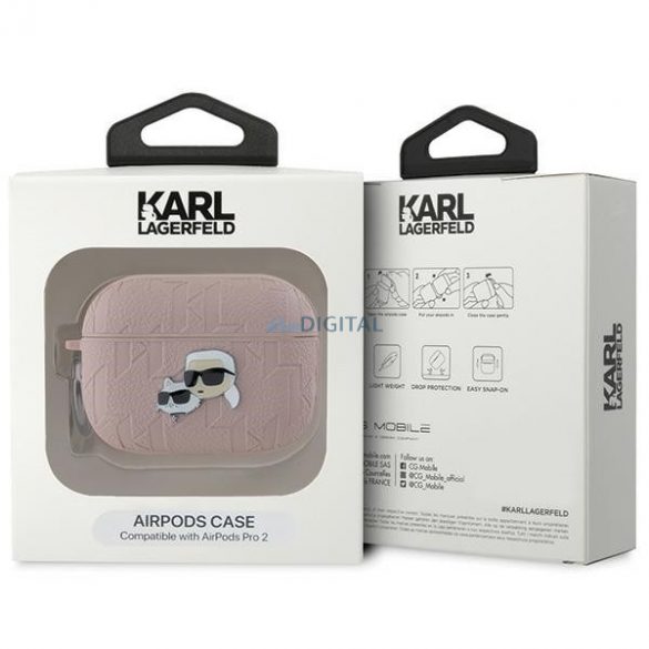 Husa Karl Lagerfeld KLAP2PGKCPP AirPods Pro 2 (2022/2023) rożowy/roz Monogram Karl & Choupette Head