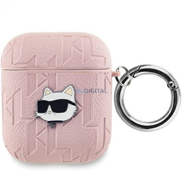 Husa Karl Lagerfeld KLA2PGCHPP AirPods 1/2 rożowy/roz Monogram Choupette Head