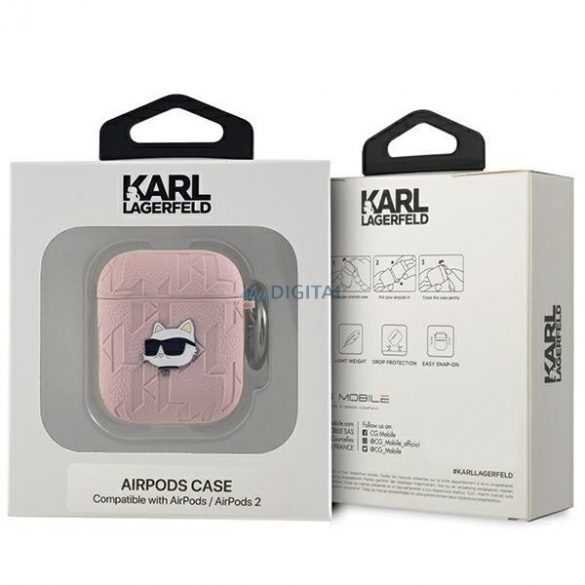 Husa Karl Lagerfeld KLA2PGCHPP AirPods 1/2 rożowy/roz Monogram Choupette Head