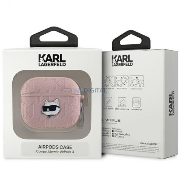 Husa Karl Lagerfeld KLA3PGCHPP AirPods 3 rożowy/roz Monogram Choupette Head