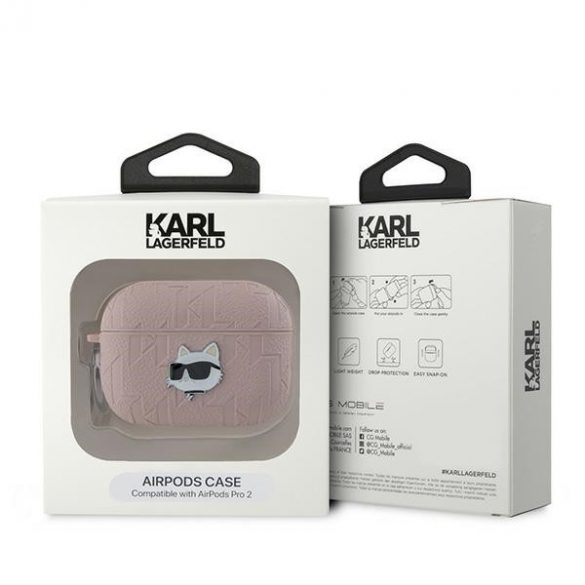 Husa Karl Lagerfeld KLAP2PGCHPP AirPods Pro 2 (2022/2023) rożowy/roz Monogram Choupette Head