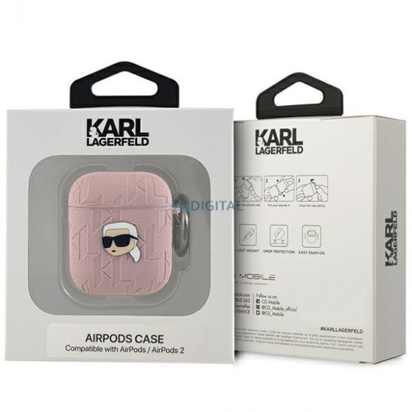 Husa Karl Lagerfeld KLA2PGKIPP AirPods 1/2 rożowy/roz Monogram Karl Head