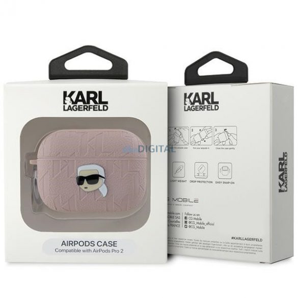 Husa Karl Lagerfeld KLAP2PGKIPP AirPods Pro 2 (2022/2023) rożowy/roz Monogram Karl Head