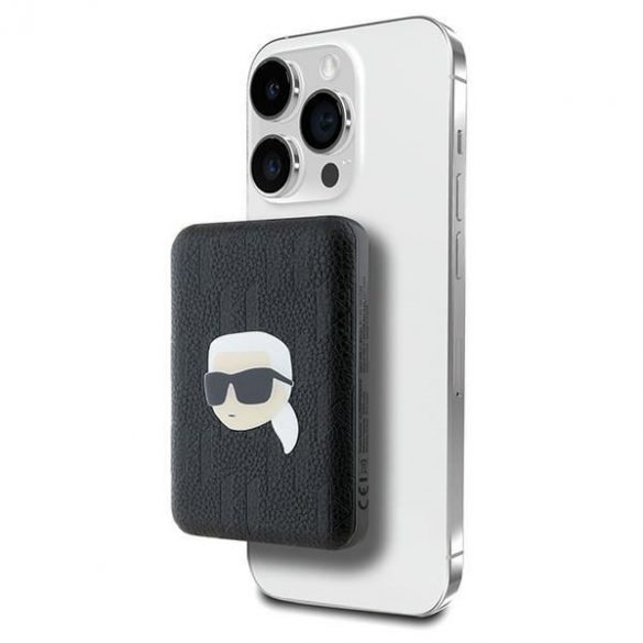 Karl Lagerfeld KLPB5FPGKSKIHK Karl Head Pin MagSafe powerbank 15W 5000mAh - negru