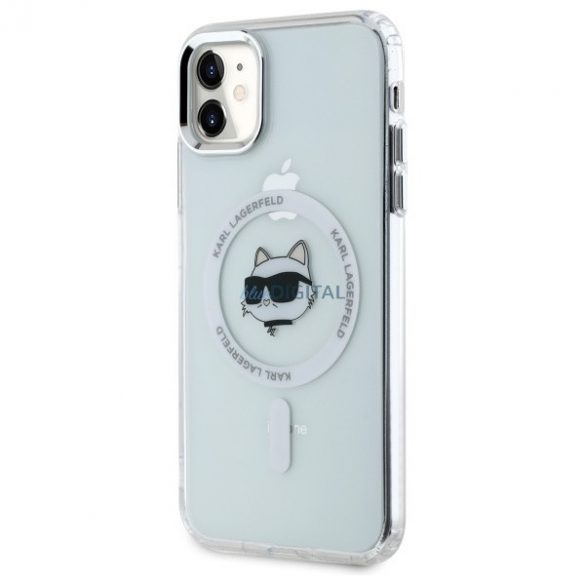 Karl Lagerfeld KLHMN61HLSCHH IML Metal Choupette Head Carcasă tare compatibilă MagSafe pentru iPhone 11 - alb