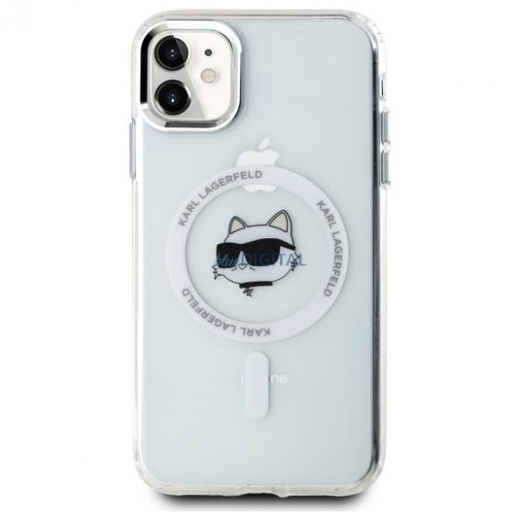 Karl Lagerfeld KLHMN61HLSCHH IML Metal Choupette Head Carcasă tare compatibilă MagSafe pentru iPhone 11 - alb