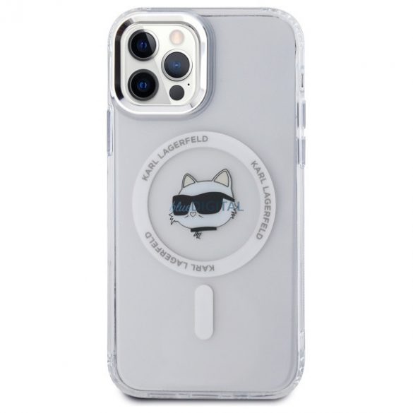 Karl Lagerfeld KLHMP12MHLSCHH IML Metal Choupette Head Carcasă tare compatibilă MagSafe pentru iPhone 12/12 Pro - alb