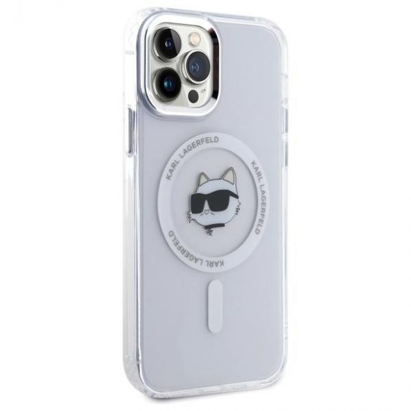 Karl Lagerfeld KLHMP12MHLSCHH IML Metal Choupette Head Carcasă tare compatibilă MagSafe pentru iPhone 12/12 Pro - alb