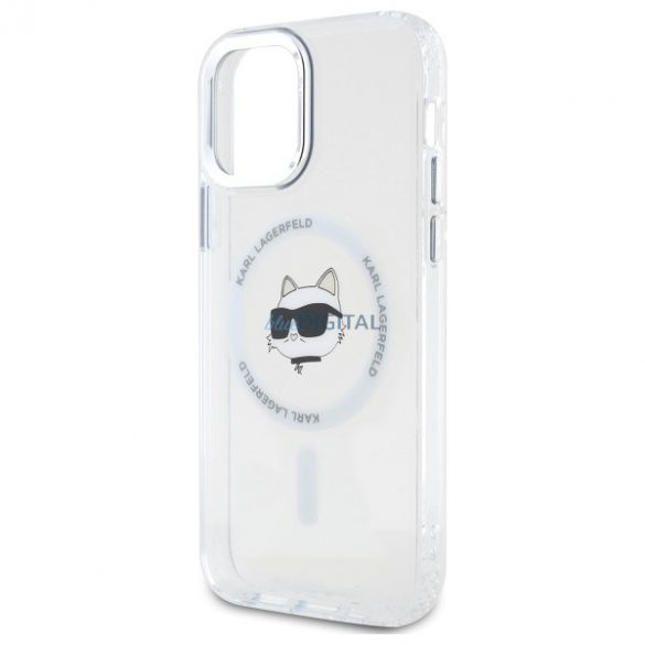 Karl Lagerfeld KLHMP12MHLSCHH IML Metal Choupette Head Carcasă tare compatibilă MagSafe pentru iPhone 12/12 Pro - alb