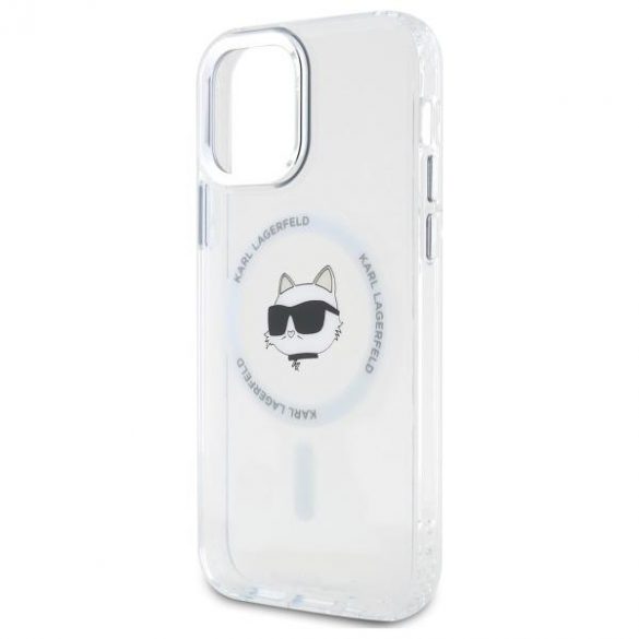 Karl Lagerfeld KLHMP12MHLSCHH IML Metal Choupette Head Carcasă tare compatibilă MagSafe pentru iPhone 12/12 Pro - alb