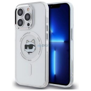 Karl Lagerfeld KLHMP13LHLSCHH IML Metal Choupette Head Carcasă tare compatibilă MagSafe pentru iPhone 13 Pro - alb