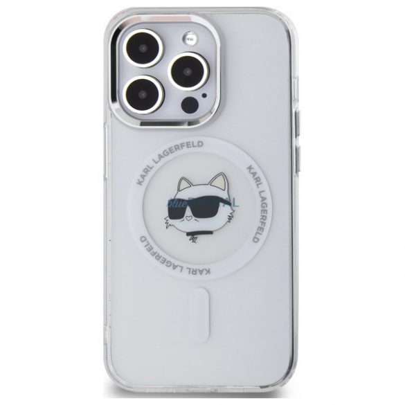 Karl Lagerfeld KLHMP13LHLSCHH IML Metal Choupette Head Carcasă tare compatibilă MagSafe pentru iPhone 13 Pro - alb