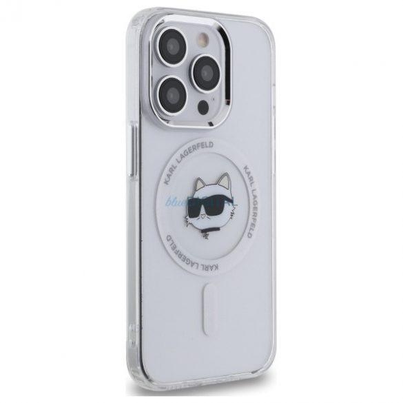 Karl Lagerfeld KLHMP13LHLSCHH IML Metal Choupette Head Carcasă tare compatibilă MagSafe pentru iPhone 13 Pro - alb