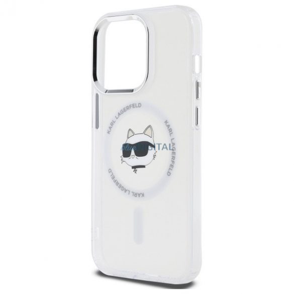 Karl Lagerfeld KLHMP13LHLSCHH IML Metal Choupette Head Carcasă tare compatibilă MagSafe pentru iPhone 13 Pro - alb