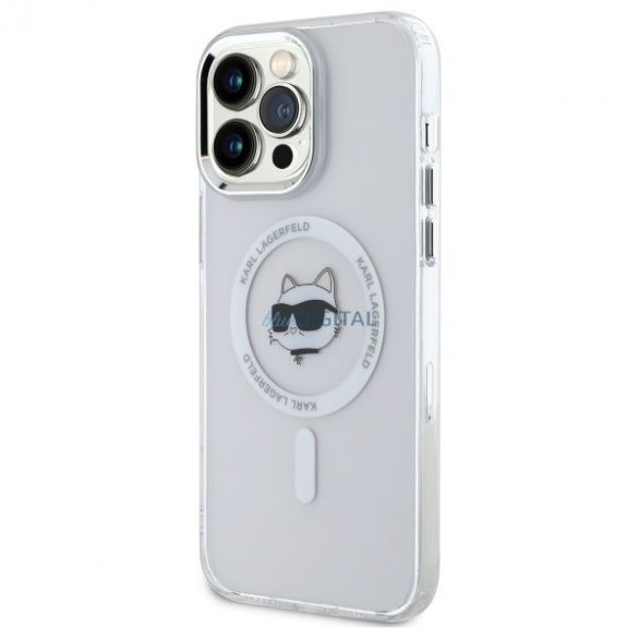 Karl Lagerfeld KLHMP13XHLSCHH IML Metal Choupette Head Carcasă tare compatibilă MagSafe pentru iPhone 13 Pro Max - alb