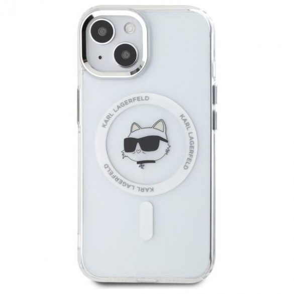 Karl Lagerfeld KLHMP15SHLSCHH IML Metal Choupette Head Carcasă tare compatibilă MagSafe pentru iPhone 15 - alb