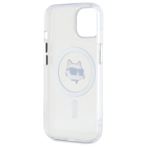 Karl Lagerfeld KLHMP15SHLSCHH IML Metal Choupette Head Carcasă tare compatibilă MagSafe pentru iPhone 15 - alb