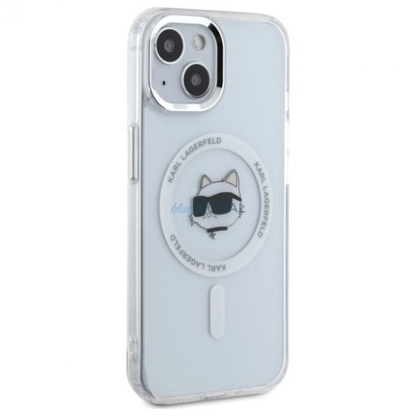 Karl Lagerfeld KLHMP15MHLSCHH IML Metal Choupette Head Carcasă tare compatibilă MagSafe pentru iPhone 15 Plus - alb