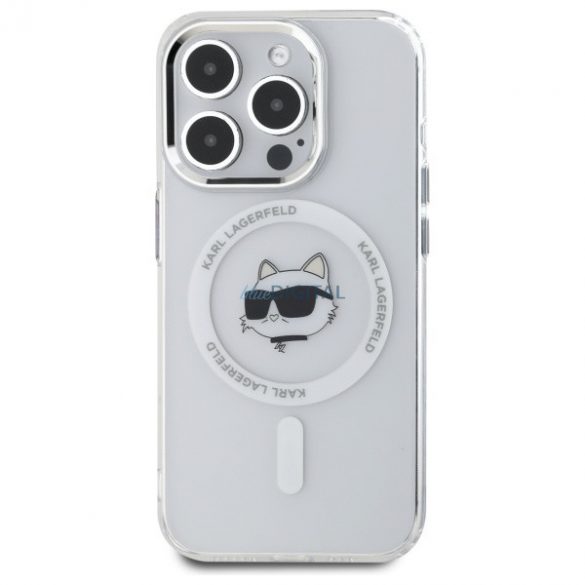 Karl Lagerfeld KLHMP15LHLSCHH IML Metal Choupette Head Carcasă tare compatibilă MagSafe pentru iPhone 15 Pro - alb