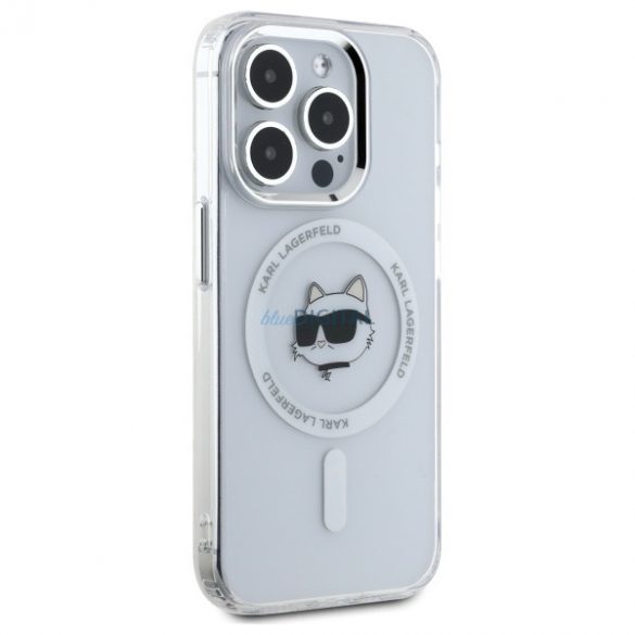 Karl Lagerfeld KLHMP15LHLSCHH IML Metal Choupette Head Carcasă tare compatibilă MagSafe pentru iPhone 15 Pro - alb