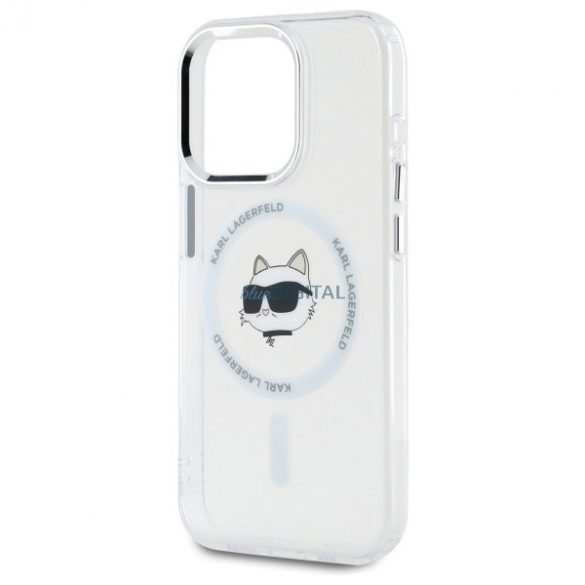 Karl Lagerfeld KLHMP15LHLSCHH IML Metal Choupette Head Carcasă tare compatibilă MagSafe pentru iPhone 15 Pro - alb