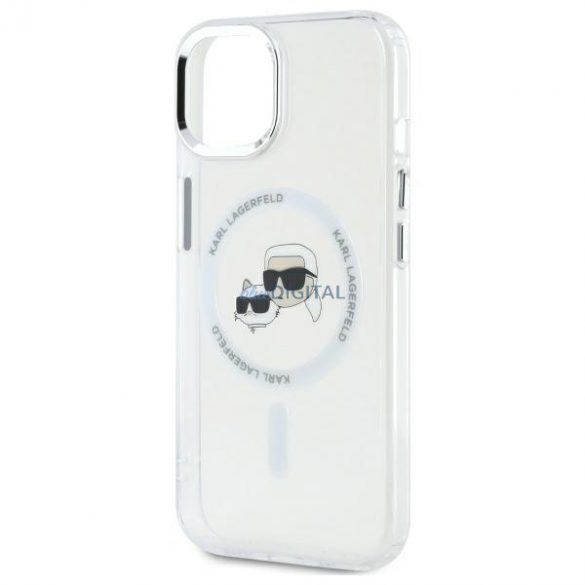 Karl Lagerfeld KLHMP14SHLSKCH IML Metal Karl&Choupette Head Carcasă tare compatibilă MagSafe pentru iPhone 14 - alb