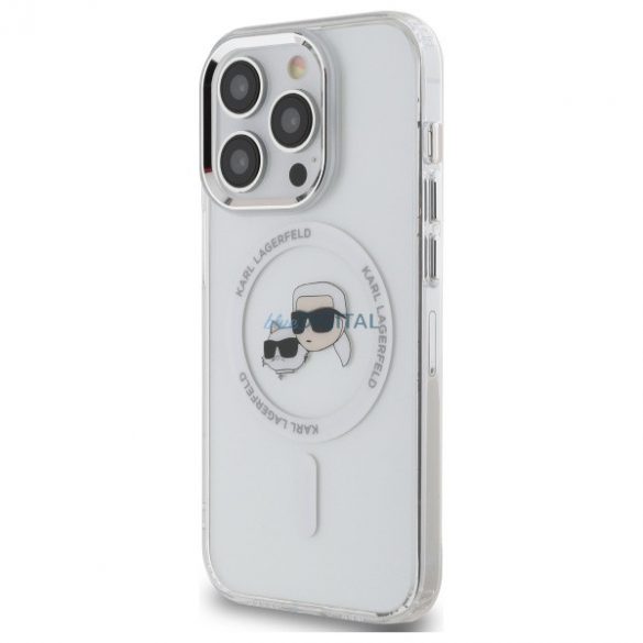 Karl Lagerfeld KLHMP14XHLSKCH IML Metal Karl&Choupette Head Carcasă tare compatibilă MagSafe pentru iPhone 14 Pro Max - alb