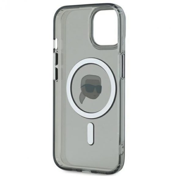 Karl Lagerfeld KLHMP15SHLSKIK IML Metal Karl Head Carcasă tare compatibilă MagSafe pentru iPhone 15 - gri transparent