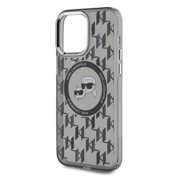 Karl Lagerfeld KLHMP15LHMCKMHK IML Monogramă Karl&Choupette Head Husă MagSafe iPhone 15 Pro - negru