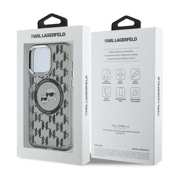 Karl Lagerfeld KLHMP15LHMCKMHK IML Monogramă Karl&Choupette Head Husă MagSafe iPhone 15 Pro - negru