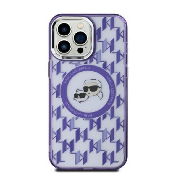 Karl Lagerfeld KLHMP15SHMCKMHU IML Monogramă Karl&Choupette Head Husă MagSafe pentru iPhone 15 - violet