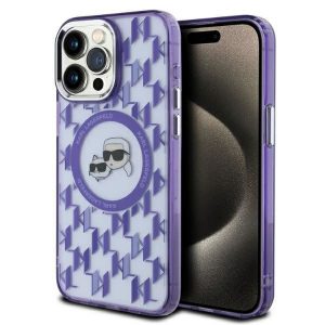 Karl Lagerfeld KLHMP15LHMCKMHU IML Monogramă Karl&Choupette Head Husă MagSafe iPhone 15 Pro - violet