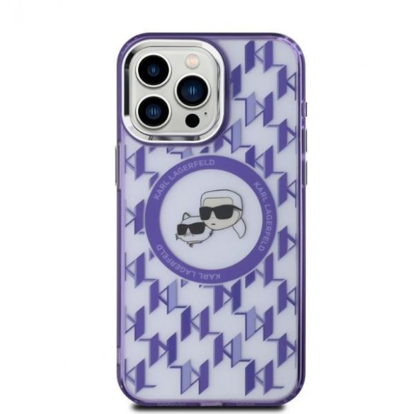 Karl Lagerfeld KLHMP15LHMCKMHU IML Monogramă Karl&Choupette Head Husă MagSafe iPhone 15 Pro - violet