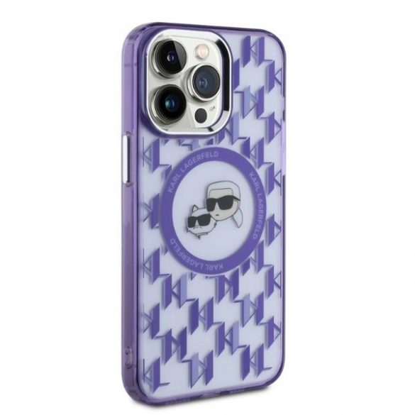 Karl Lagerfeld KLHMP15LHMCKMHU IML Monogramă Karl&Choupette Head Husă MagSafe iPhone 15 Pro - violet