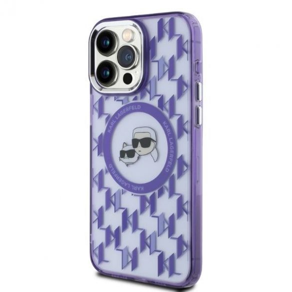 Karl Lagerfeld KLHMP15XHMCKMHU IML Monogramă Karl&Choupette Head Husă MagSafe iPhone 15 Pro Max - violet