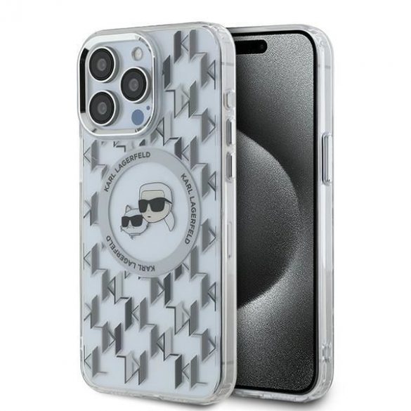 Karl Lagerfeld KLHMP15LHMCKMHT IML Monogram Karl&Choupette Head Husă MagSafe iPhone 15 Pro - transparentă